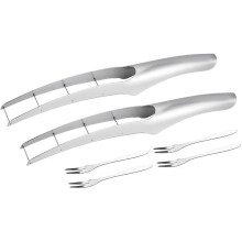 (2 Set, -) Watermelon Cutter Slicer with 2 Forks – Stainless Steel Cube Cutter & Melon Baller Set