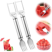 (2 Pack, -) 2 in 1 Stainless Steel Fruit Cutter – 2026 Dual Head Watermelon Fork Slicer Knife