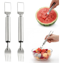 (2PCS, -) 2-in-1 Watermelon Slicer with Fork – Dual Head Fruit Cutter Tool for Home Kitchen & Party