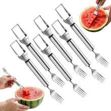 (Silver+Gold-4PCS, -) 2-in-1 Stainless Steel Fruit Cutter – 2026 Dual Head Watermelon Slicer for Kitchen & Home