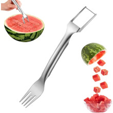 (1pcs, A) 2-in-1 Stainless Steel Fruit Cutter – Upgraded Watermelon Fork Slicer for Camping