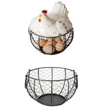 Iron Egg Storage Basket Snack Fruit Basket Collection Ceramic Hen Ornaments Decoration Kitchen Accessories B
