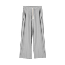 Mens Casual Wide Leg Pants Elastic Drawstring Waist Baggy Pant Cool Outdoor Yoga Pant with Pockets Gray M