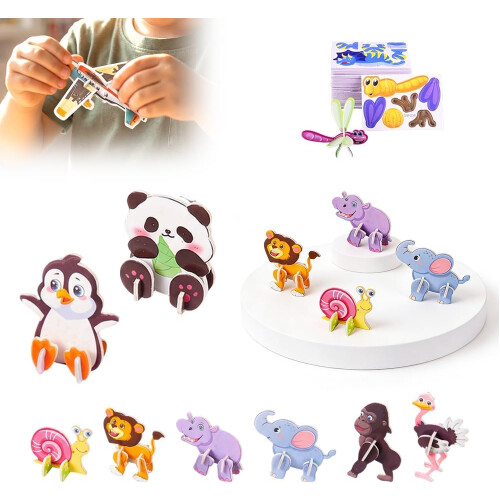 (Animals, -) DIY 3D δημιουργικό χάρτινο παζλ – 2026 εκπαιδευτικό καρτούν ζώο για παιδιά