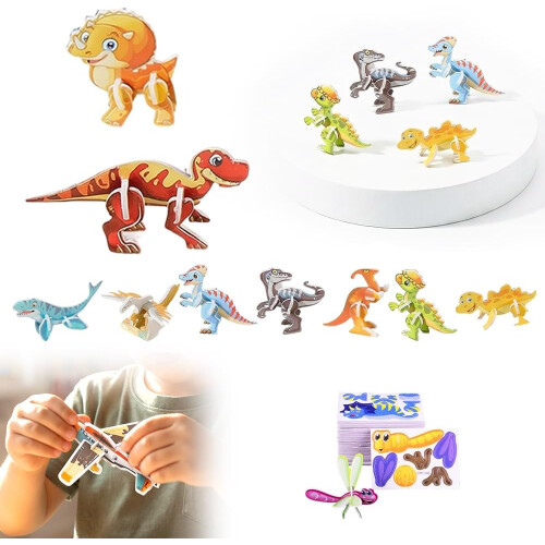 (Dinosaur, -) 100 τμχ DIY 3D έντομο χάρτινο παζλ – εκπαιδευτικό ζώο χωρίς κόλλα δώρο