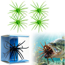 (4 Green, -) 4Pc Dice Bait – Fuzzy Baits for Bass Fishing, Floating TPR Swimbait with Reflective Stars