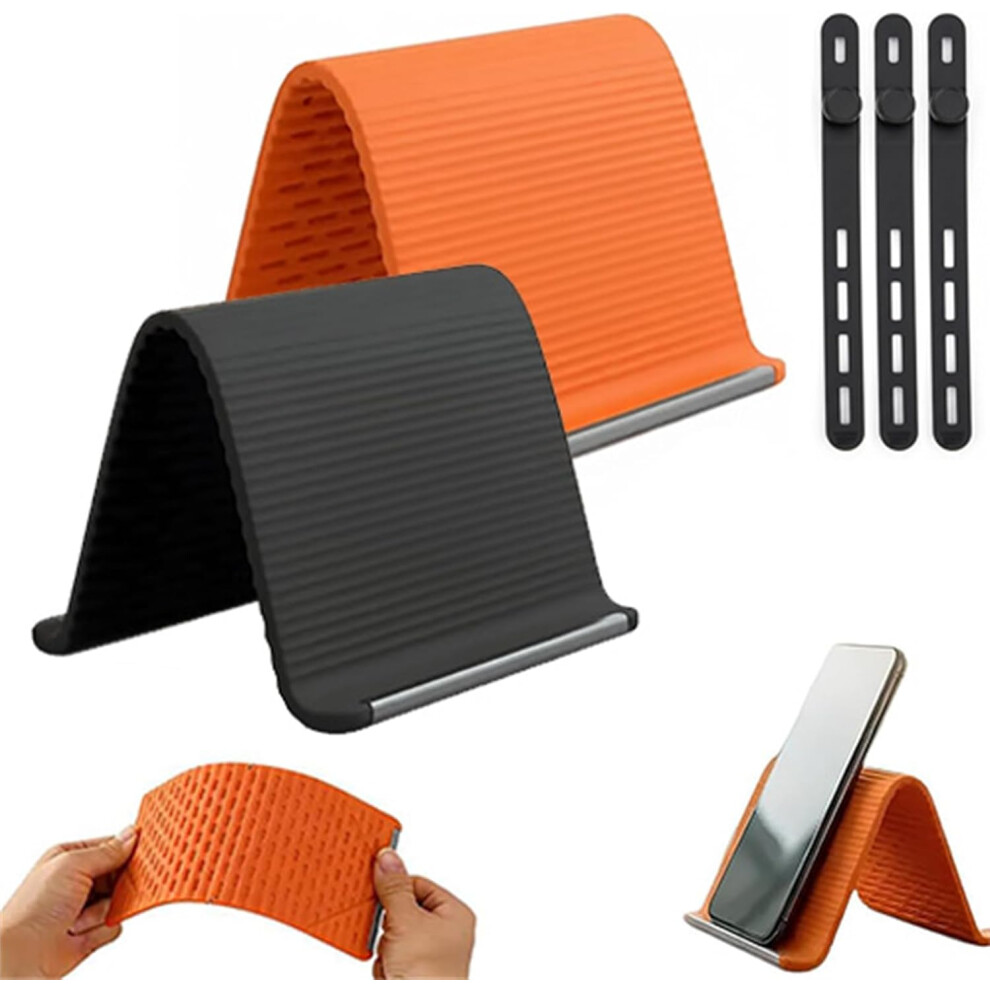 ( + -) Portable Foldable Silicone Phone Holder Â Bendable Rollable Multi-Angle Lazy Bracket Orange/Black 5437707048144