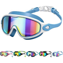 (Colorful version, -) Gafas natación niños visión amplia antivaho antigoteo cubierta nariz correa ajustable