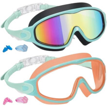 (Green+orange, -) Gafas natación niños 2 pack antivaho sin fugas visión amplia fácil ajuste correa protección UV