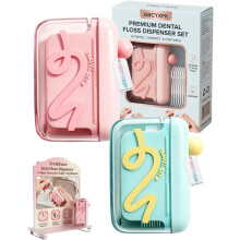 (2pcsa, -) Dispenser porta filo interdentale viaggio – Custodia pop-up per 50 fili interdentali, portatile per casa/ristorante