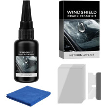 (1 Set Black, -) 2 Set Kit Réparation Impact Pare-Brise – 30ml Liquide + Chiffon + Lame + Films Protection