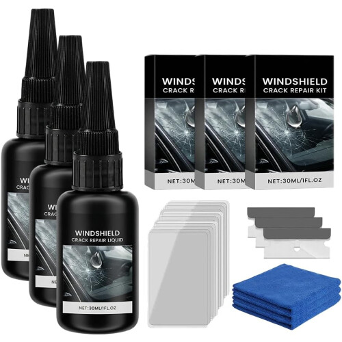 3 pack κιτ επισκευής ρωγμών παρμπρίζ – 30ml υγρό + εργαλεία, γενική διόρθωση