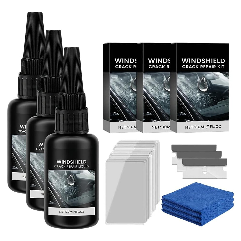 3 Pack Windshield Crack Repair Kit Â 30Ml Liquid + Tools, Universal Fix 5437706982258