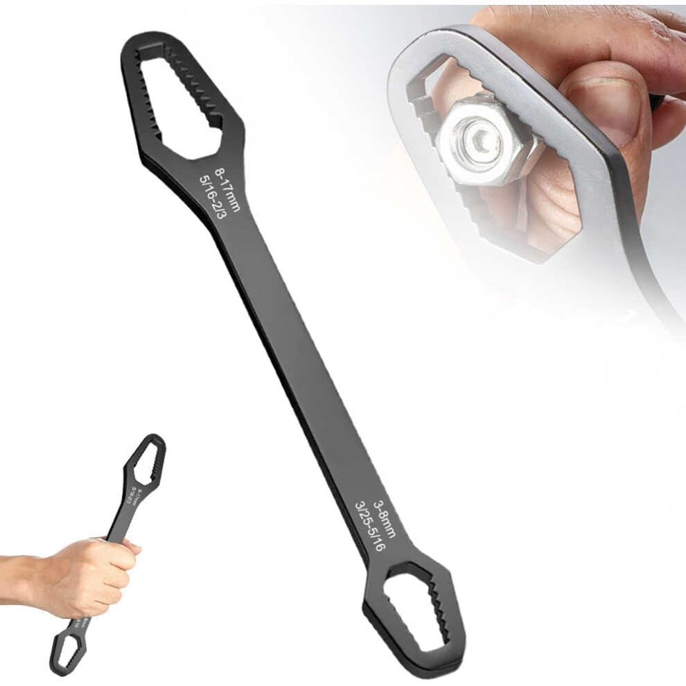 (Black (3-17Mm), -) 8-22Mm Self-Tightening Universal Wrench Â Double-Ended Anti-Slip For Tight Spaces 5437707053261