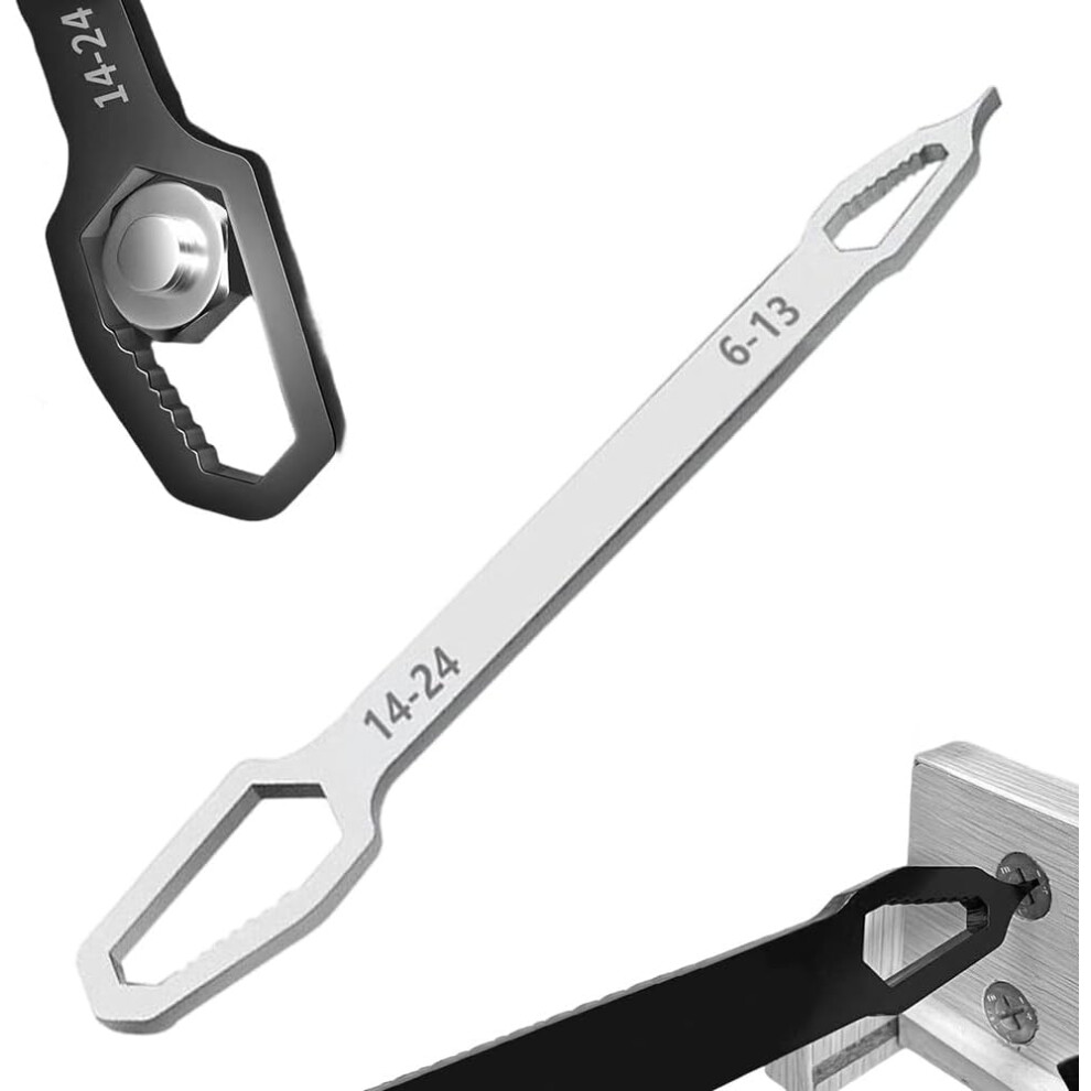 (Silver, -) Double-Head Self-Tightening Wrench 6-24Mm Â With Flathead Screwdriver 5437707053131