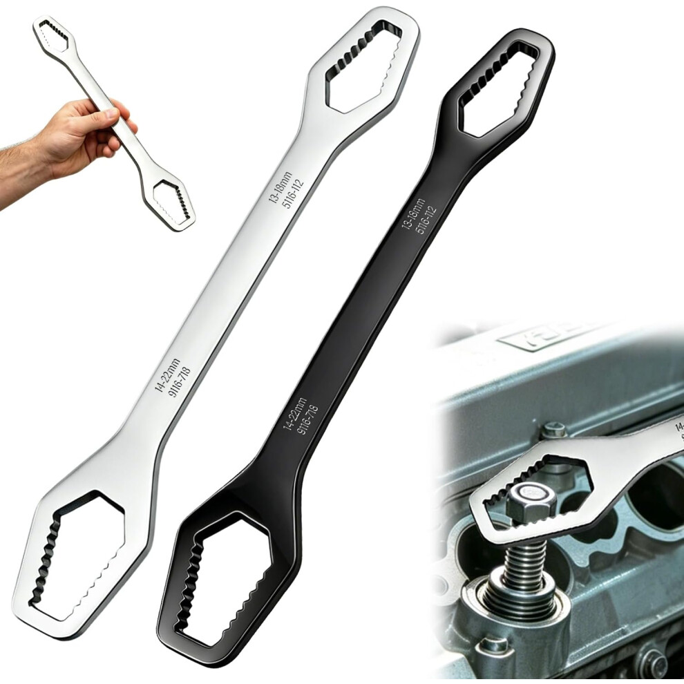 (Black+Silvery, -) Universal Double Ended Wrench 8-22Mm Â Self-Adjusting Multi Tool For Auto Repair 5437707052868