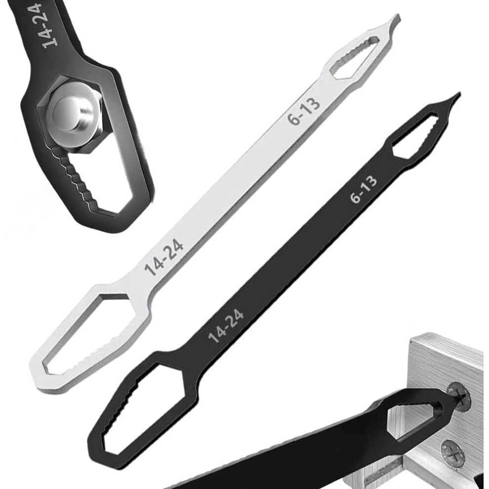(Black+Silver, -) Double-Head Self-Tightening Wrench 6-24Mm Â With Flathead Screwdriver 5437707053124