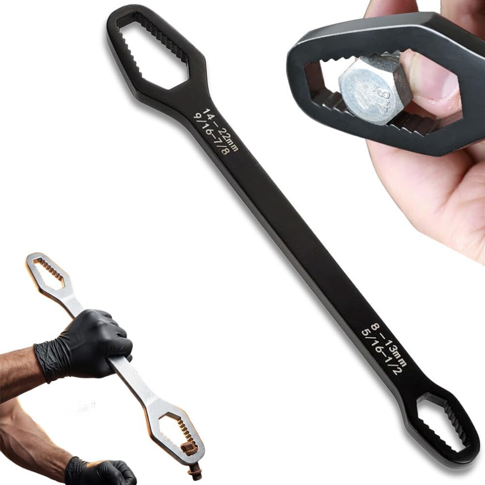 (Black, -) 8Â24Mm Self-Tightening Double-Ended Wrench Â Multi-Size For Plumbing & Car Repair 5437707053926