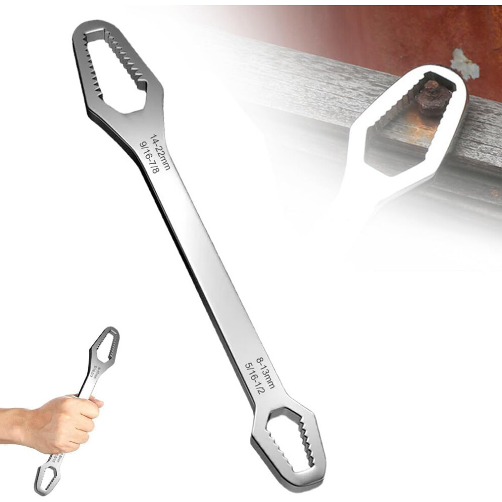 (Silver (8-22Mm), -) 8-22Mm Self-Tightening Universal Wrench Â Double-Ended Anti-Slip For Tight Spaces 5437707053247
