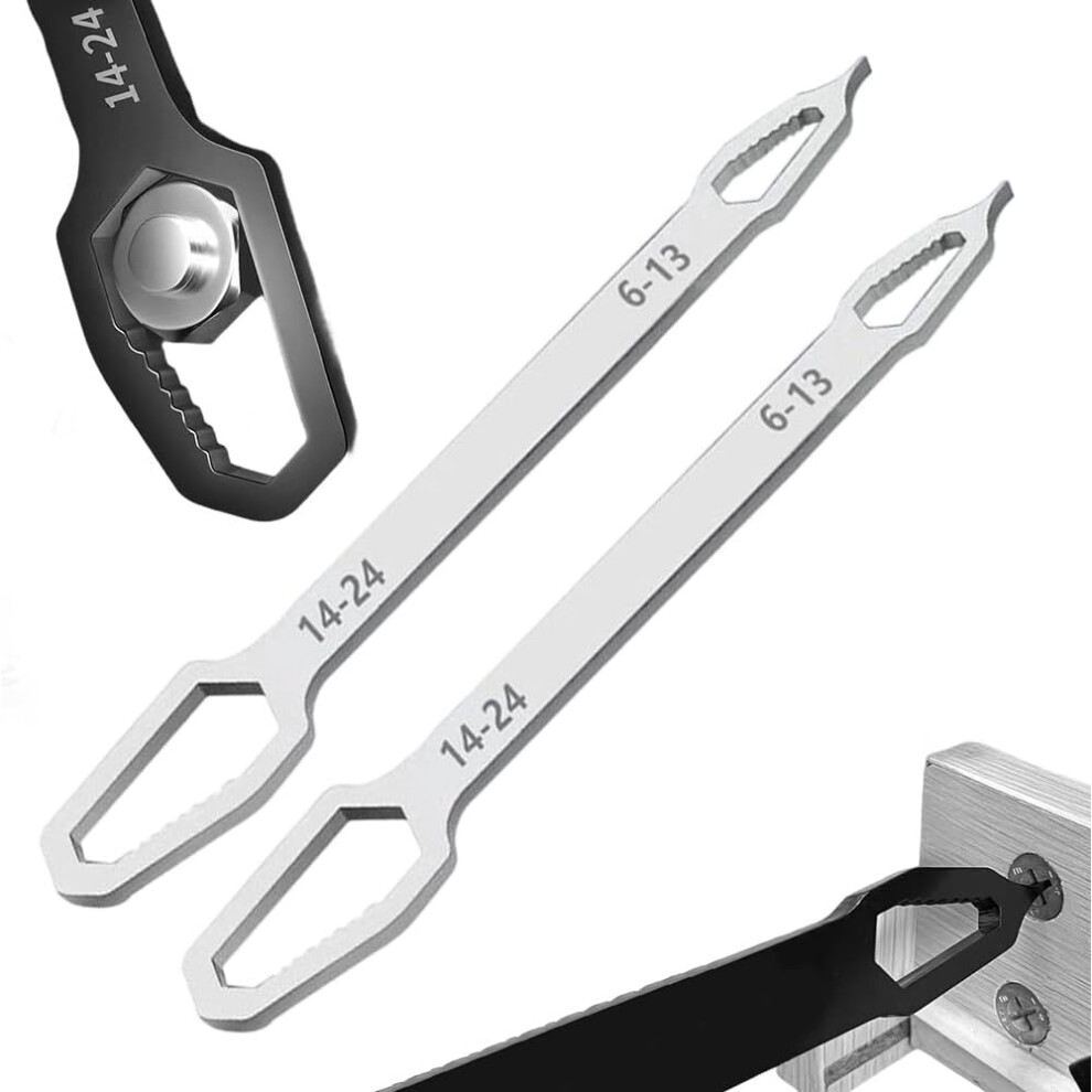 (Silver, -) Double-Head Self-Tightening Wrench 6-24Mm Â With Flathead Screwdriver 5437707053148