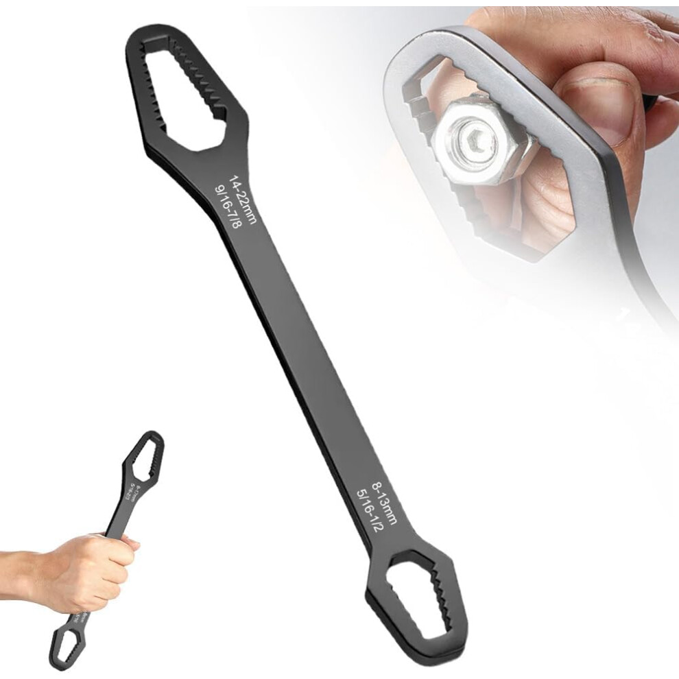 (Black (8-22Mm), -) 8-22Mm Self-Tightening Universal Wrench Â Double-Ended Anti-Slip For Tight Spaces 5437707053254