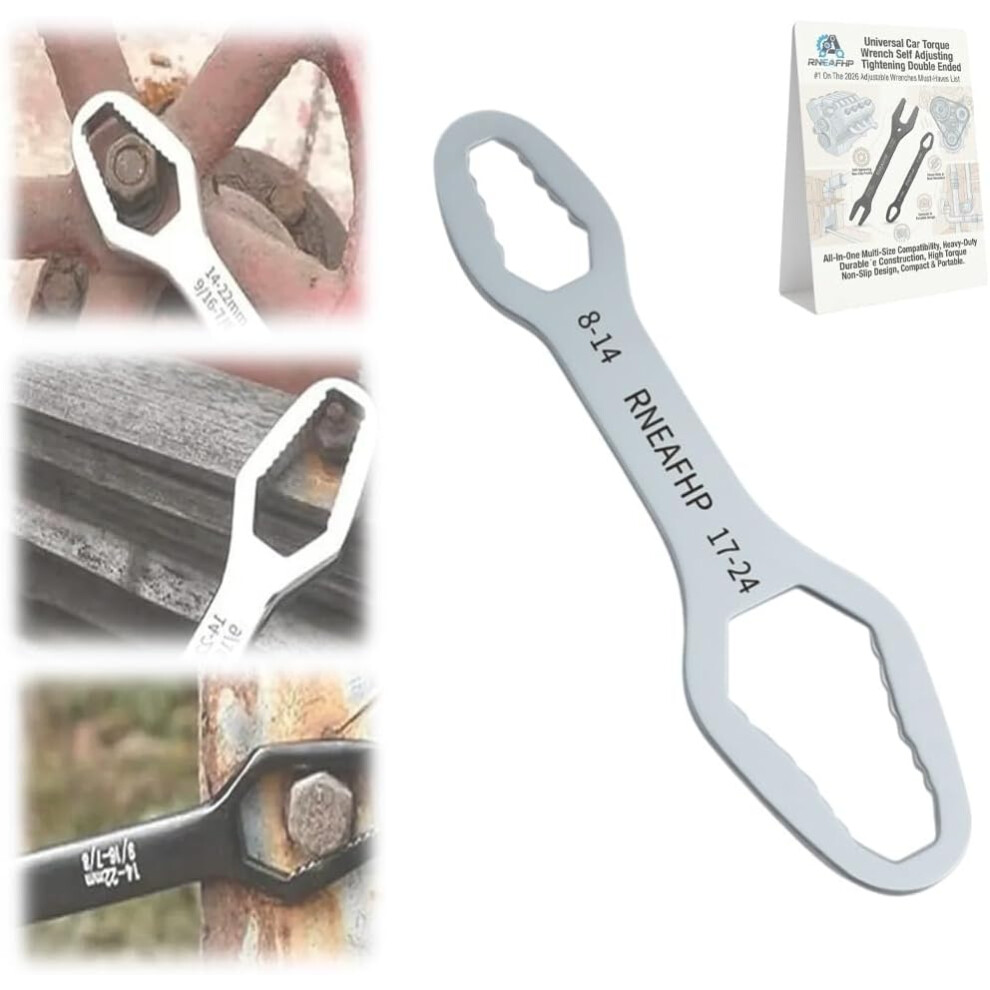 (Silver, #3 3*155Mm/8-24Mm) Self Adjusting Double Ended Wrench Â 3-25Mm Metric/Sae For Plumbing & Home 5437707054053