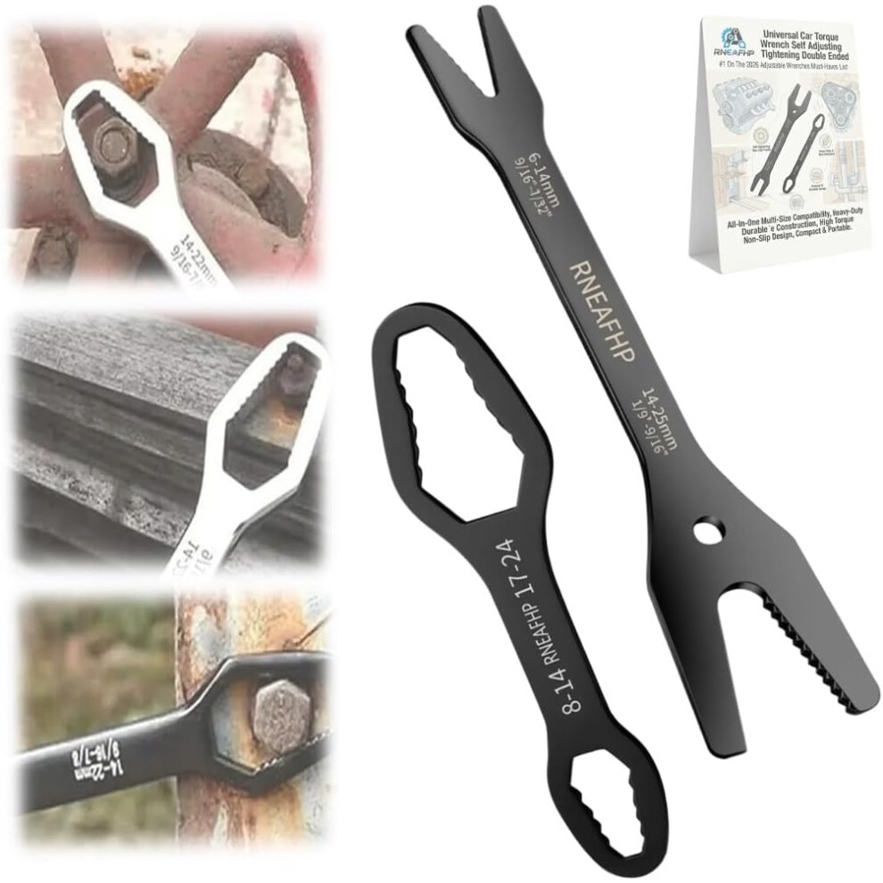 (Black, #4+#3) Self Adjusting Double Ended Wrench Â 3-25Mm Metric/Sae For Plumbing & Home 5437707054176