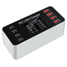 65W Multi 8  PD USB Snabbladdare LCD Display PD 30W Charging Carregador för Tablet Phone för  14 för  EU-PLUG