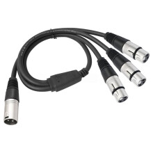 3 Pin Y Splitter Cable Male to 3 Female XLR Splitter Foil+Braid Shielded Audio Cable Adaptor for Mixer Mic Amplifier