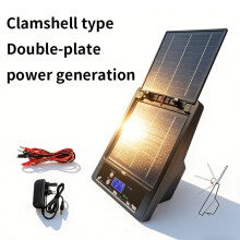 10KM 2J Solar Elektrische Afrasteringscontroller 18000AH Batterij 6-12KV Instelbaar voor Boerderij, Vee, Pluimvee, Afrasteringsapparaat EU