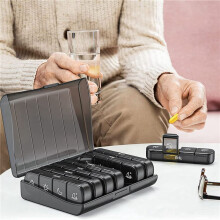 2X Weekly Pill Organizer 4-Times A Day, Daily Pill Box 7 Day Portable for Travel, Light-Proof Pill Case