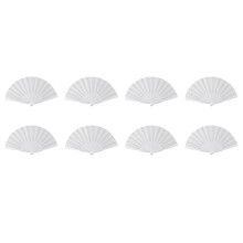8X Plastic Fabric Hand Foldable Fan for Ladies Men White