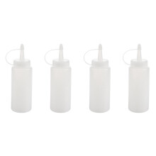 4X Kunststoff Quetschflasche Wuerze Verteiler Ketchup Senf Reinweiss 6 Unzen
