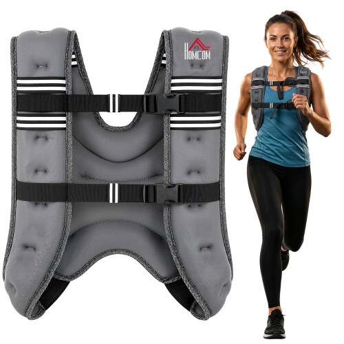 Homcom HOMCOM 5KG Weighted Vest with Adjustable Straps, Pocket, Reflective Strips 1