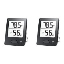 2X Indoor Hygrometer Thermometer,Room Thermometer with Large LCD Display, Humidity Monitor for Home Office Black
