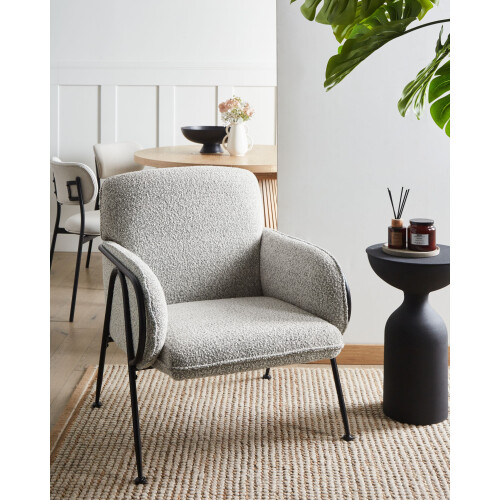 Beliani Armchair TRYSNES Fabric Black/ White 1