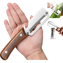 (1pcs-C, -) Pelapatate legno zero strappi – Multi-funzione con apribottiglie, lama ultra-affilata