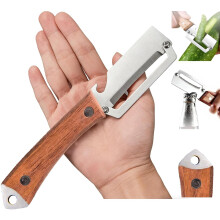 (1pcs-B-Hook up, -) Zero Snag Wooden Peeler – Multi-Functional with Bottle Opener, Ultra-Sharp Blade