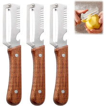 (3 Pcs, -) Pelapatate 2 in 1 – Lama acciaio inox ultra-affilata con manico legno e apribottiglie