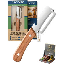 (1pc, -) Pelapatate manico legno – Acciaio inox ispessito, lama arcuata larga
