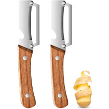 (-, Wood Handle) 2-in-1 Peeler – Stainless Steel Blade, Wooden Handle & Bottle Opener