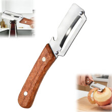 (1Pcs, -) 2 Pack Fruit Peeler – Wooden Handle & Bottle Opener, 2-in-1 Stainless Steel
