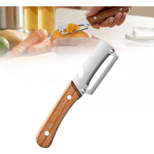 (1pc, -) Pelapatate 2 in 1 – Manico legno, acciaio inox per frutta e canna da zucchero