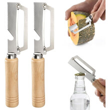 (2PC, -) 2 Pack Handheld Peeler – Ultra-Sharp Stainless Steel with Wood Handle & Bottle Opener