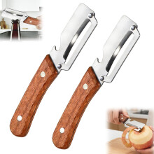 (2Pcs, -) 2 Pack pelapatate frutta – Manico legno e apribottiglie, 2 in 1 acciaio inox