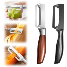 (MIX, 2PCS) 2-in-1 Vegetable Peeler – Wooden Handle & Bottle Opener, for Potato Pineapple Carrot