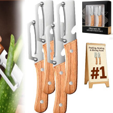 (4pcs, -) 3 Pack pelapatate zero flex – Manico legno e apribottiglie, ultra-affilato