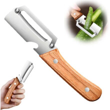 (1PCS, -) Strumento cucina 2 in 1 – Manico legno e apribottiglie, pelapatate acciaio inox
