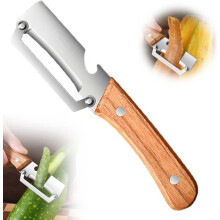 (1 PCS, -) 2 Pack pelapatate manico legno – Acciaio inox ultra-affilato per frutta e verdura