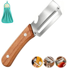 (Pro-1PCS, -) 2-in-1 Fruit Tool – Ergonomic Wooden Handle & Bottle Opener, Stainless Steel